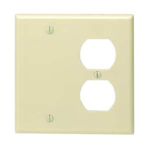 2-Gang Ivory 1-Blank / 1-Duplex Outlet/Receptacle Plastic Standard Wall Plate (1-Pack) 86008