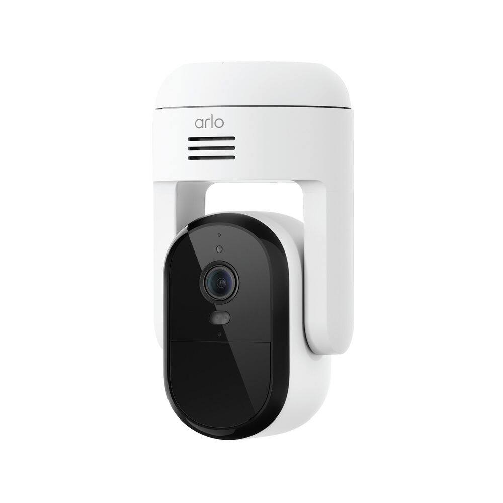 Essential Outdoor Pan & Tilt Plug-in Security Camera 2K (3rd Gen) with Dual-Band Wi-Fi, Automatic Motion Tracking, White