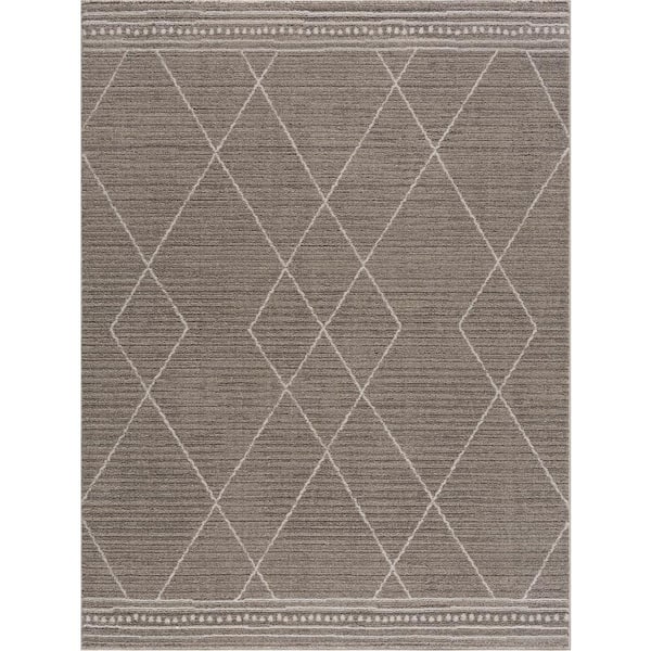 HAUTELOOM Kami Ivory Medium Brown 8 ft. x 10 ft. Area Rug