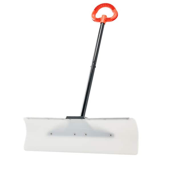 30-In. Snow Pusher Shovel, 40.55 in. Handle Length for Efficient Snow Clearing, Metal Handle, Plastic Blade, Snow Shovel