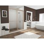 Newport 58 in. to 59.625 in. x 70 in. Framed Sliding Shower Door with Towel Bar in Brushed Nickel and Aquatex Glass