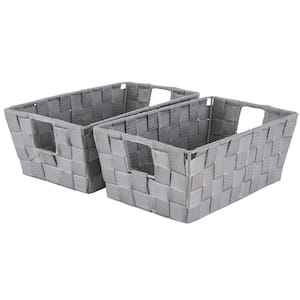 Heather Gray Small Woven Strap Shelf Cube Storage Bin (2-Pack)