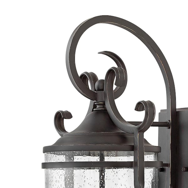 HINKLEY - Casa 3-Light Olde Black With Clear Seedy Glass Hardwired Outdoor Wall Lantern Sconce