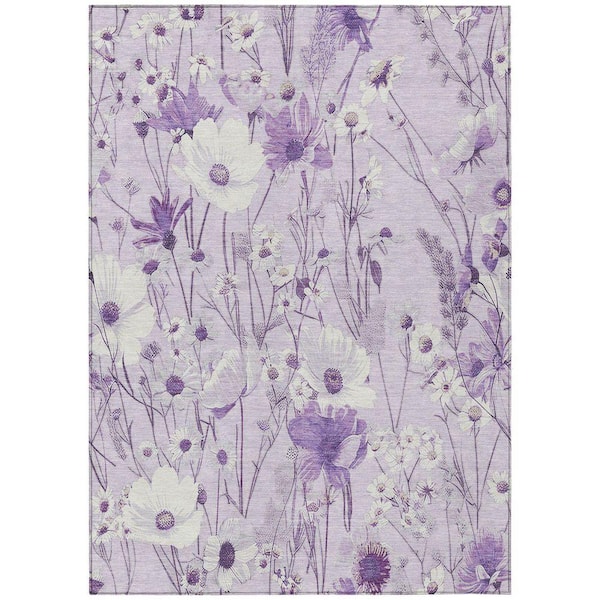 Chantille Machine Washable Indoor/Outdoor Abstract ACN1501 Lavender 9 ft. x 12 ft. Area Rug