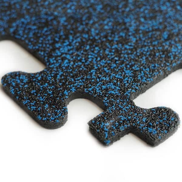 Rubber Gym Tiles with Blue Colored Flake 18 .in x 18 .in 8 mm Thick Interlocking Tile (6 Tiles/Case) (13.5 sq ft)