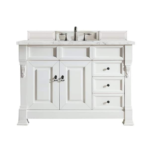 null Brookfield 48 in. W x 23.5 in. D x 34.3 in. H Bath Vanity in Bright White with Silestone Quartz Top in Jasmine Pearl