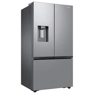 3-Door French Door Refrigerator with External water and ice dispenser with recessed handles in Stainless Steel