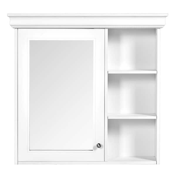 30 in. W x 28 in. H Rectangular Wall Mounted Wood Medicine Cabinet with Mirror and Storage Organizer