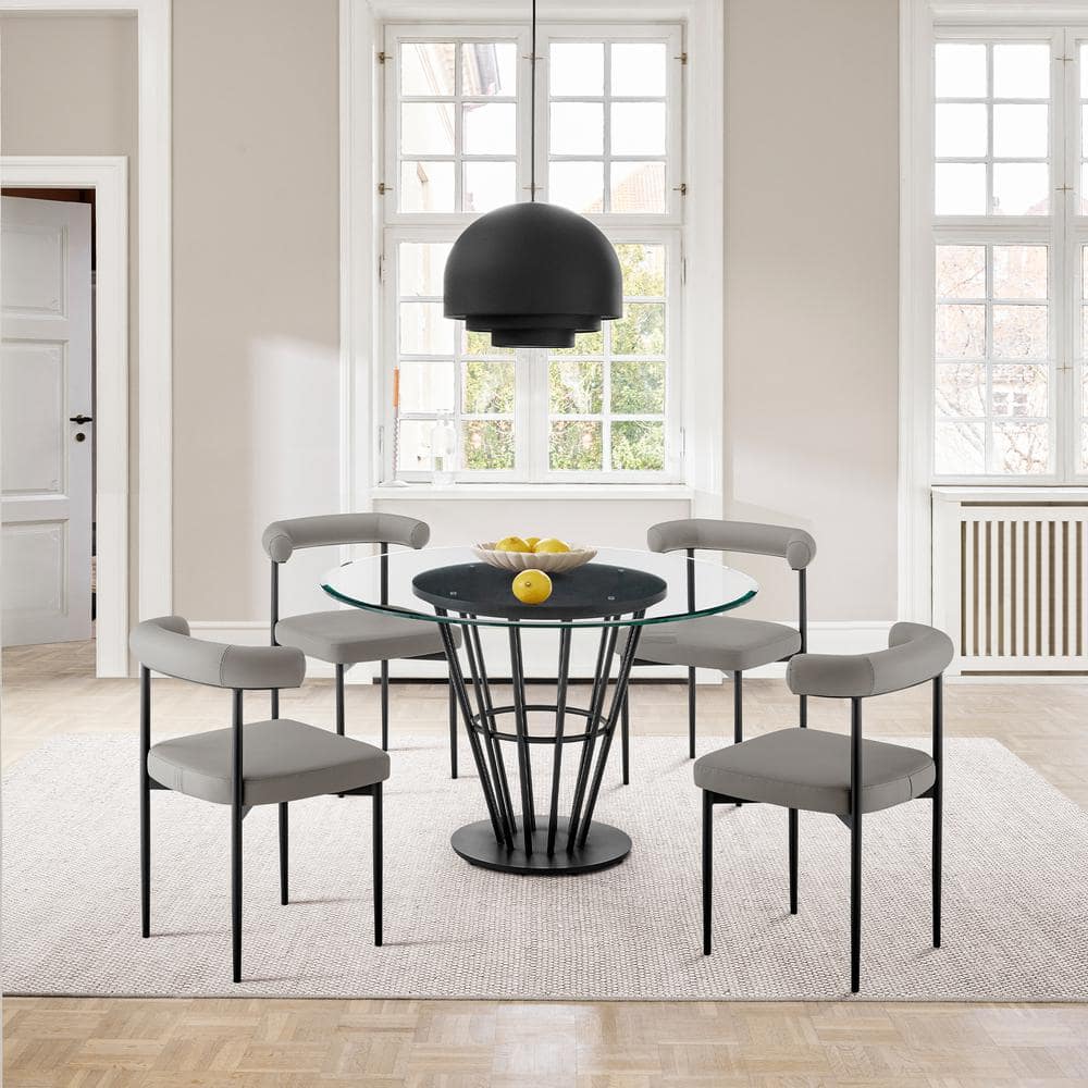 Shannon Gray Faux Leather and Metal Dining Chairs Set of 2