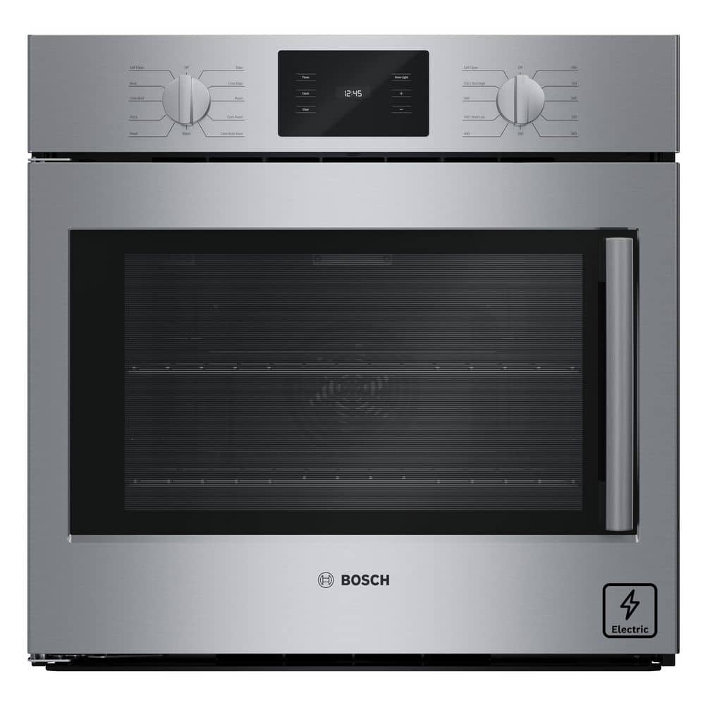Bosch 500 Series 30 in. Single Electric Wall Oven with European Convection and Self Cleaning in Stainless Steel, Left Opening