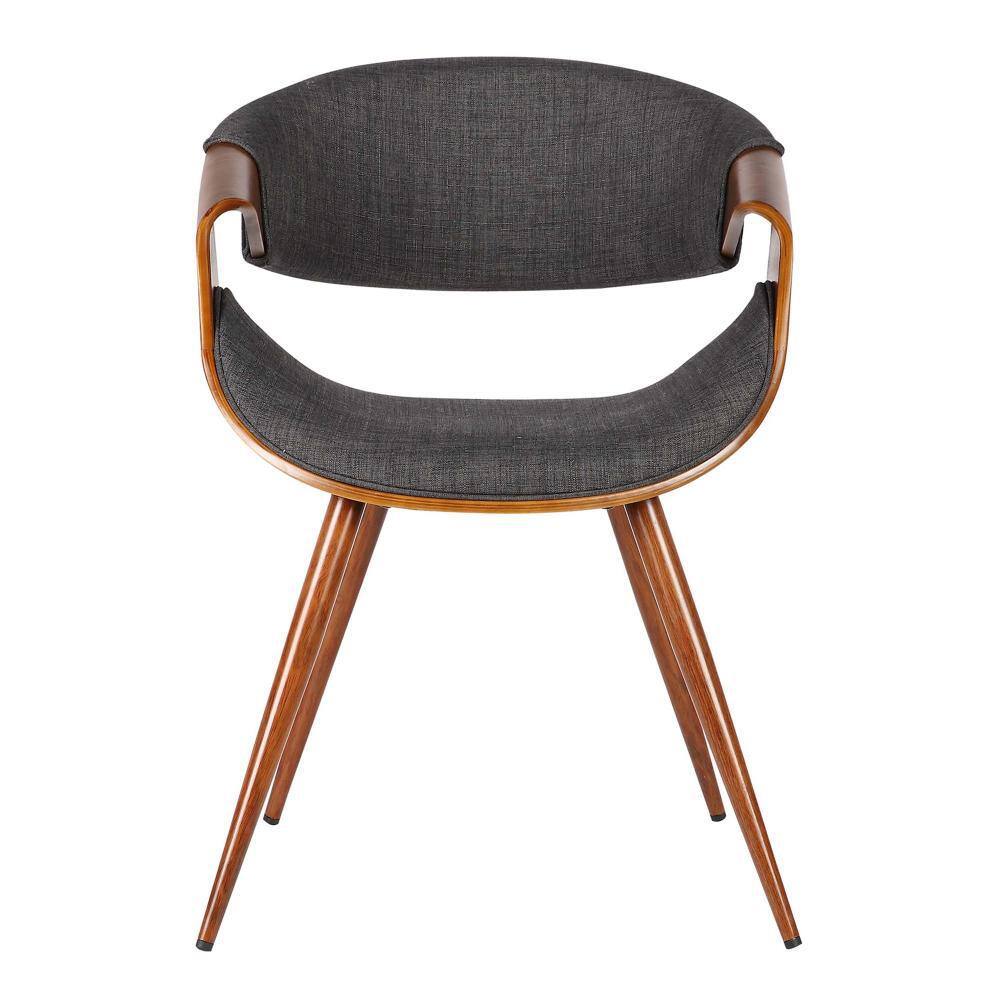 Charcoal Upholstered Walnut Wood Mid-Century Side Chair