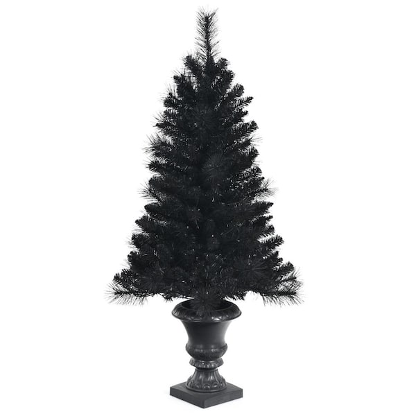 Gymax 4 ft. Pre-Lit Artificial Christmas Tree Entrance Potted Xmas Halloween Tree