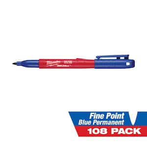 INKZALL Blue Fine Point Jobsite Permanent Marker (108-Pack)