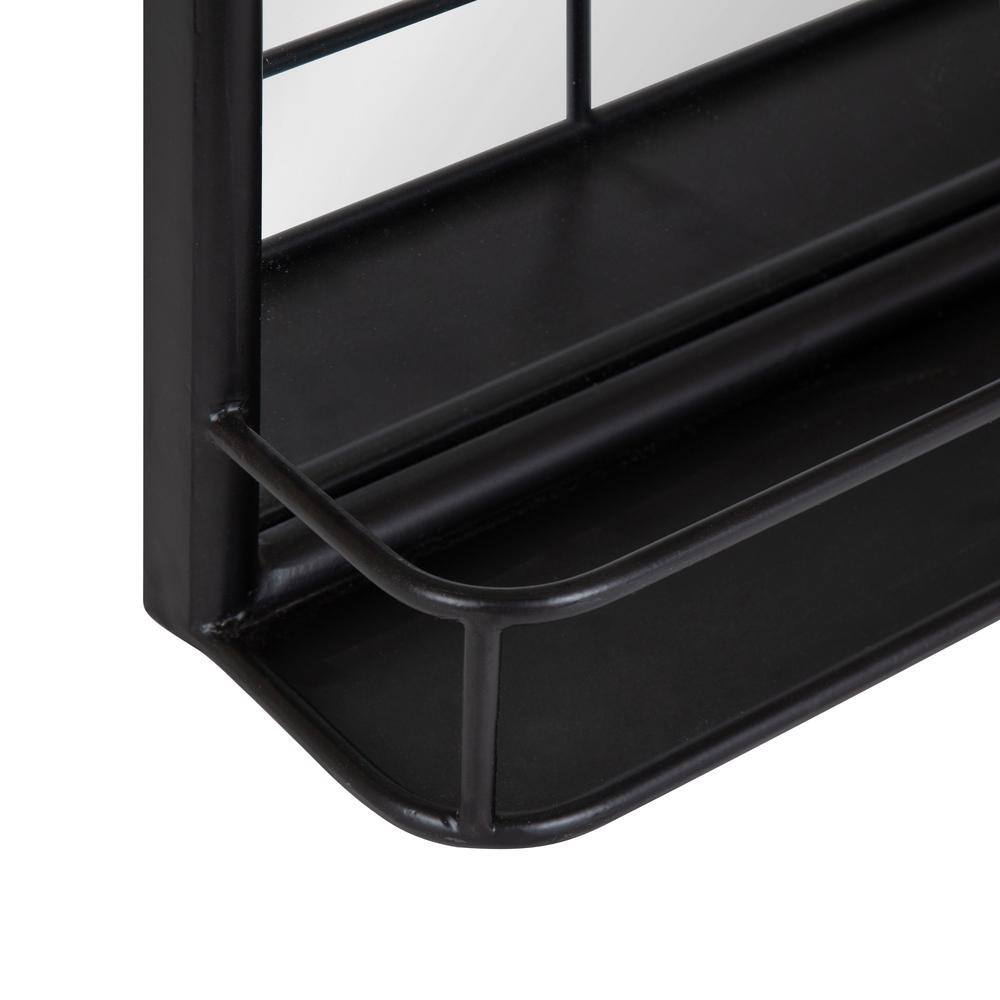 Estero 18x30 Black Metal-Forged Radius Rectangle Wall Mirror with Shelf