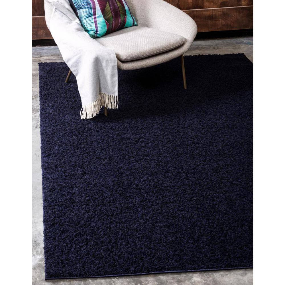 Midnight Blue Rectangular 8' x 10' Shag Rug for Kids