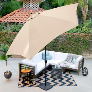 11 ft. Aluminum Market Patio Umbrella with Crank Lift and Push-Button Tilt in Polyester Beige