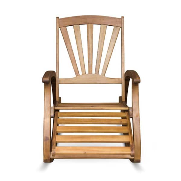 Acacia Wood with Retractable Foot Panel, Rocker Patio Rocking Chair for Porch, Patio, Balcony Outdoor Rocking Chair