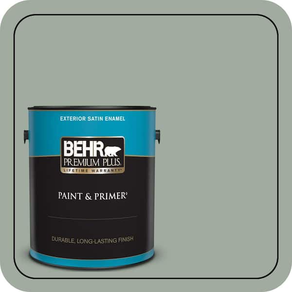 BEHR PREMIUM PLUS 1 gal. #PPU11-15 Green Balsam Satin Enamel Exterior Paint & Primer