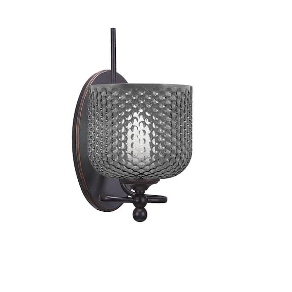 Royale 1 Light Dark Granite Wall Sconce with 6" Smoke Textured Glass, No Bulb Include