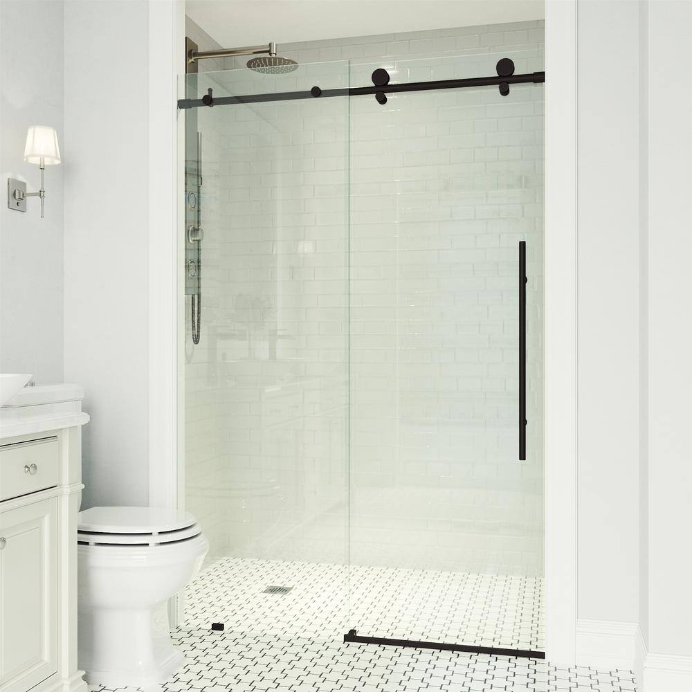 Elan E-Class 44-48" Matte Black Frameless Sliding Shower Door
