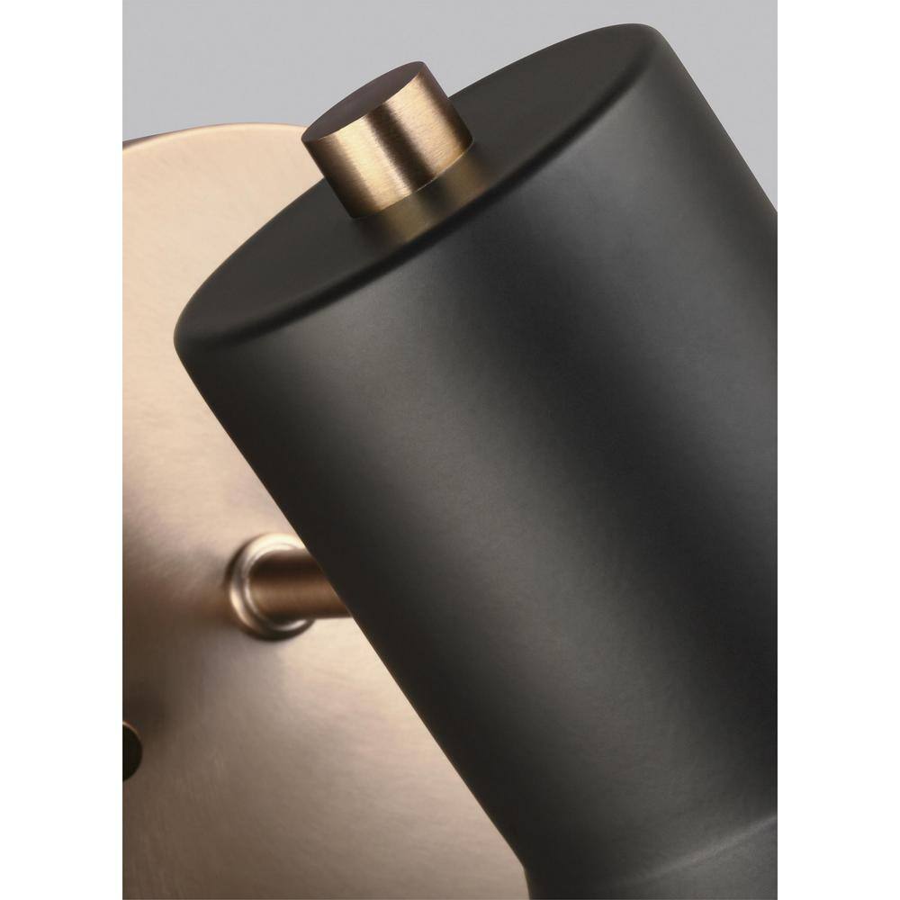 Satin Brass and Black Steel Dimmable LED Wall Sconce