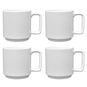 Colortex Stone White 16 oz. Porcelain Mugs, (Set of 4)