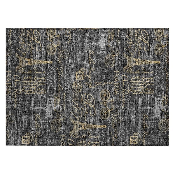 Chantille Machine Washable Indoor/Outdoor Abstract ACN2639 Black 2 ft. x 3 ft. Accent Rug