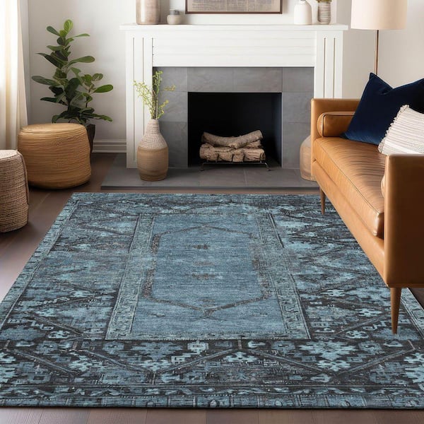 Chantille Machine Washable Indoor/Outdoor Abstract ACN1727 Blue 8 ft. x 10 ft. Area Rug