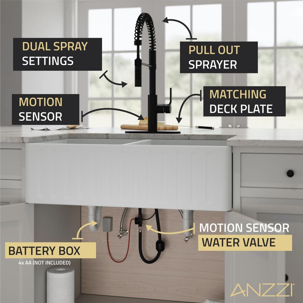 Matte Black Stainless Steel Touchless Pull-Down Kitchen Faucet