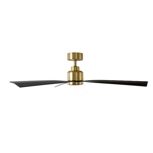 Clean 52 in. Indoor/Outdoor 3-Blade Smart Ceiling Fan in Soft Brass/Matte Black with Remote Control