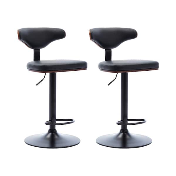 aisword Bentwood Adjustable Bar Stools, Walnut Bentwood Upholstered Swivel Barstool (Set of 2)