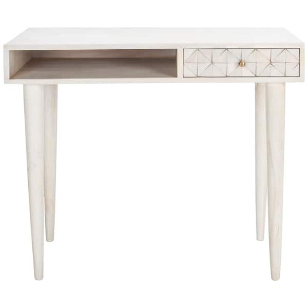 SAFAVIEH Zinnia 35 in. Off-White Wood 1-Drawer Writing Desk