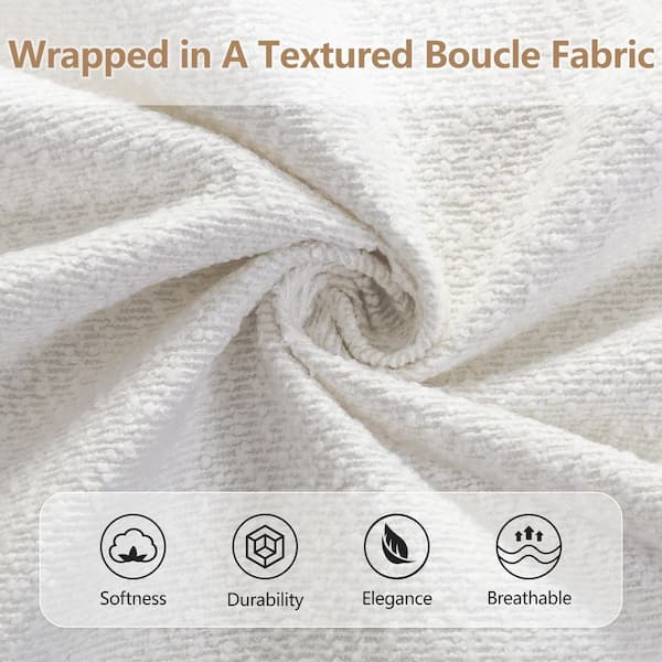 Harper & Bright Designs Off White Wood Frame King Size Boucle