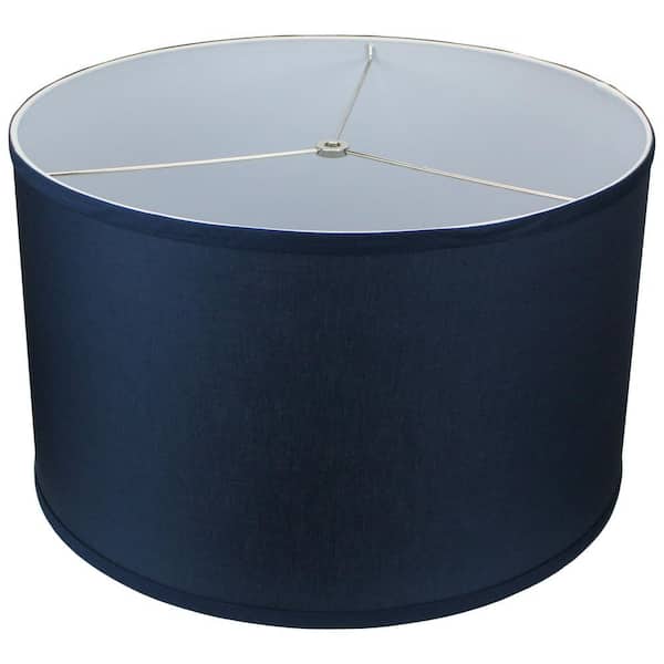 FenchelShades.com 18 in. Top Diameter x 18 in. Bottom Diameter x 11 in. H Linen Navy Blue Drum Lamp Shade