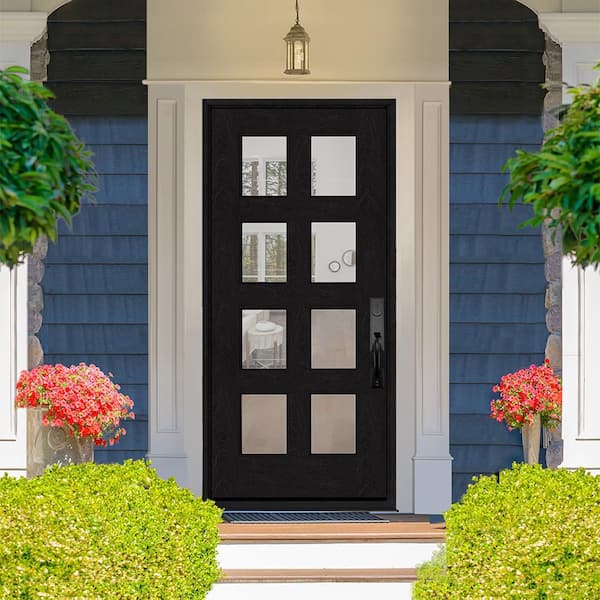 Regency 42 in. x 80 in. 8L Modern Clear Glass LHIS Onyx Stained Fiberglass Prehung Front Door w/6 in. Jamb