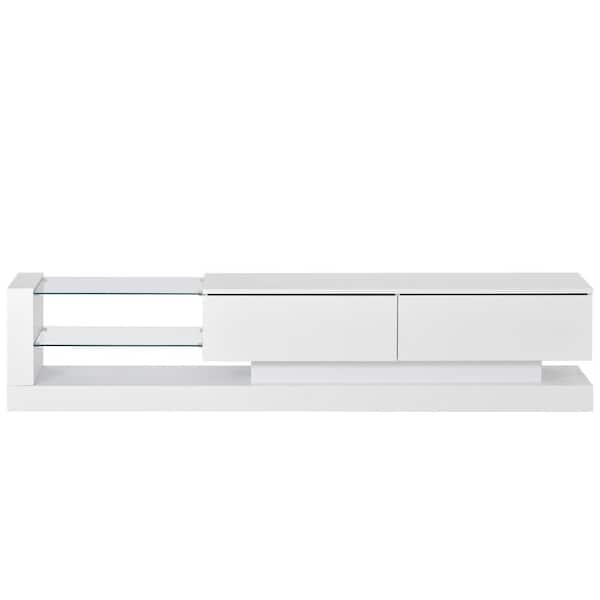 ATHMILE 70.8 in. MDF White TV Stand with 2 Storage Cabinets Fits TV's up to 75 in. TV