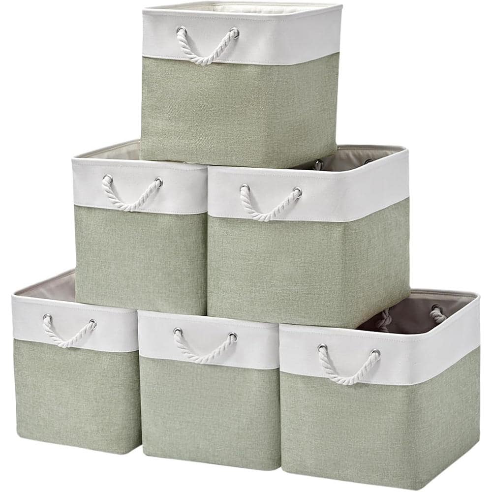 Cubilan Cube Storage Bins for Shelves 13 in. x 13 in. Green Storage Cubes 6 Pack M715CV7 The Home Depot
