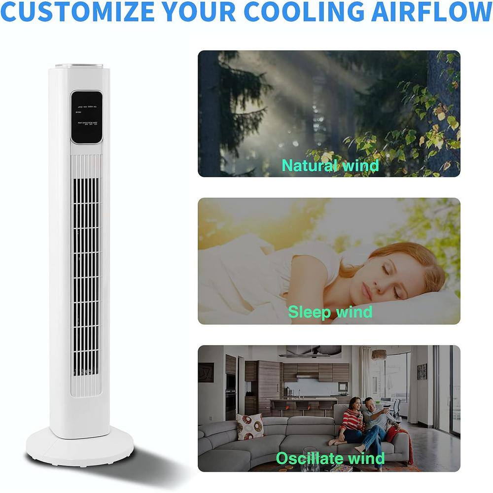 White Bladeless Remote Controlled Oscillating Floor Fan with Adjustable Height