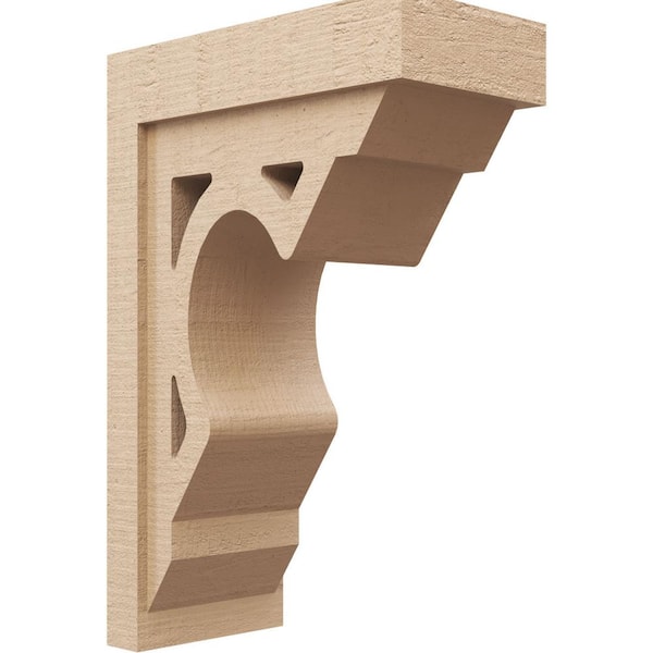 Ekena Millwork 8-in. x 16-in. x 24-in. Series 2 Classic Sheridan Rough Cedar Woodgrain Timberthane Polyurethane Corbel, Primed Tan