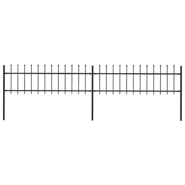 Cisvio Garden Fence with Spear Top Steel 133.9 in. x 23.6 in. Black