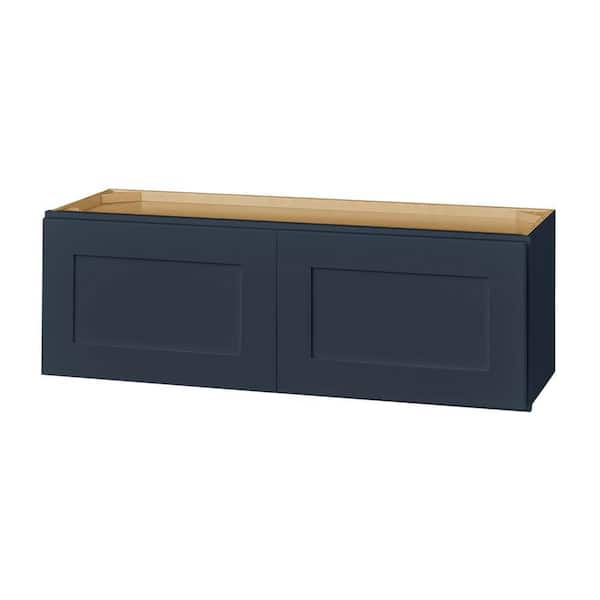 Avondale 36 in. W x 12 in. D x 12 in. H Ready to Assemble Plywood Shaker Wall Bridge Kitchen Cabinet in Ink Blue