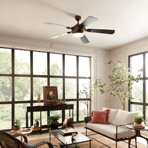 Humble 60 in. Indoor Character Bronze Downrod Mount Ceiling Fan with Integrated LED with Wall Control Included