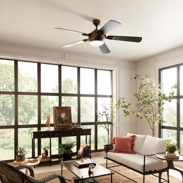 Humble 60 in. Indoor Character Bronze Downrod Mount Ceiling Fan with Integrated LED with Wall Control Included