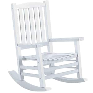 Solid Wood Outdoor Rocking Chair with Slatted Backrest