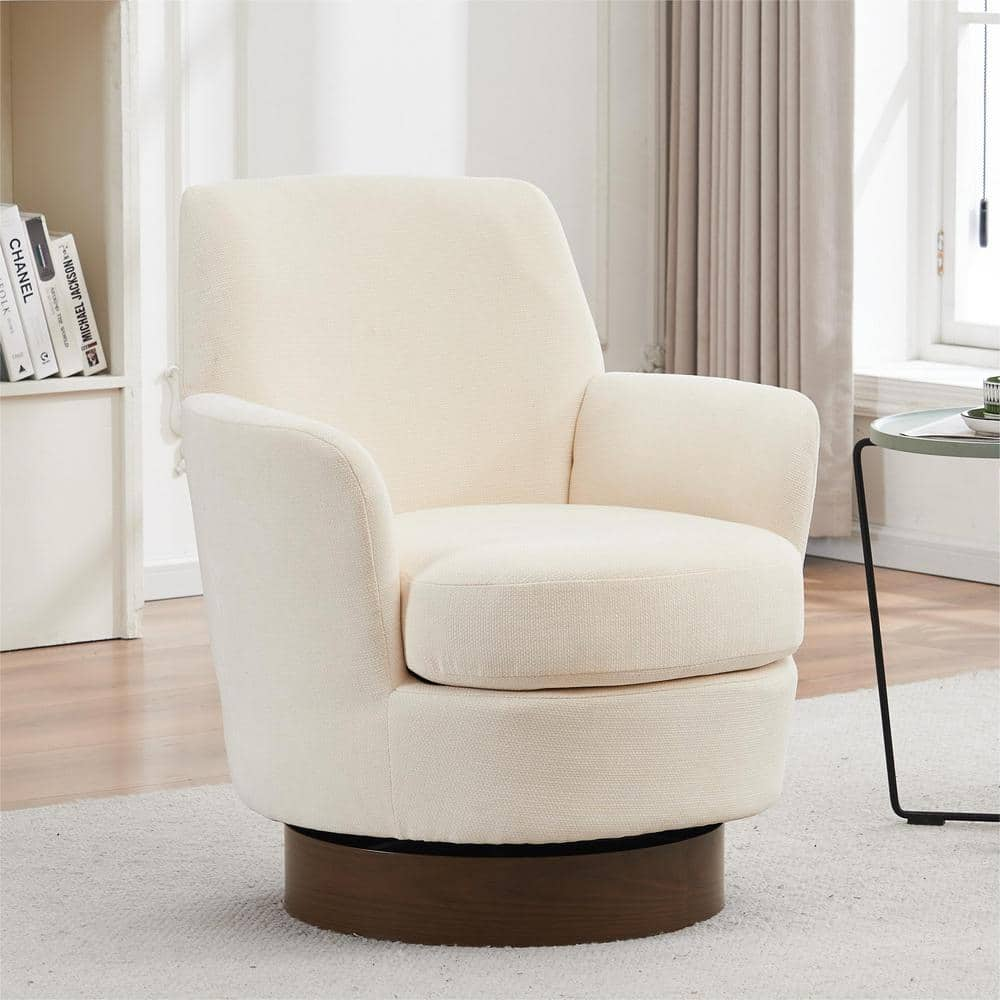 aisword Luxurious Polyester Swivel Barrel Chair with Walnut Stainless ...