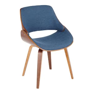 Fabrizzi Blue and Walnut Dining/Accent Chair