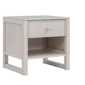20 in. W x 17 in. D x 20.5 in. H Antique White Wood Linen Cabinet, End Table with Drawer and Open Shelf