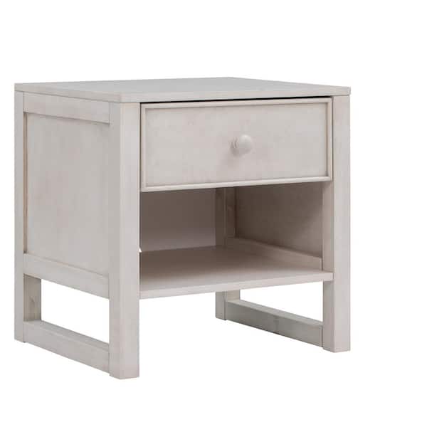 Unbranded 20 in. W x 17 in. D x 20.5 in. H Antique White Wood Linen Cabinet, End Table with Drawer and Open Shelf