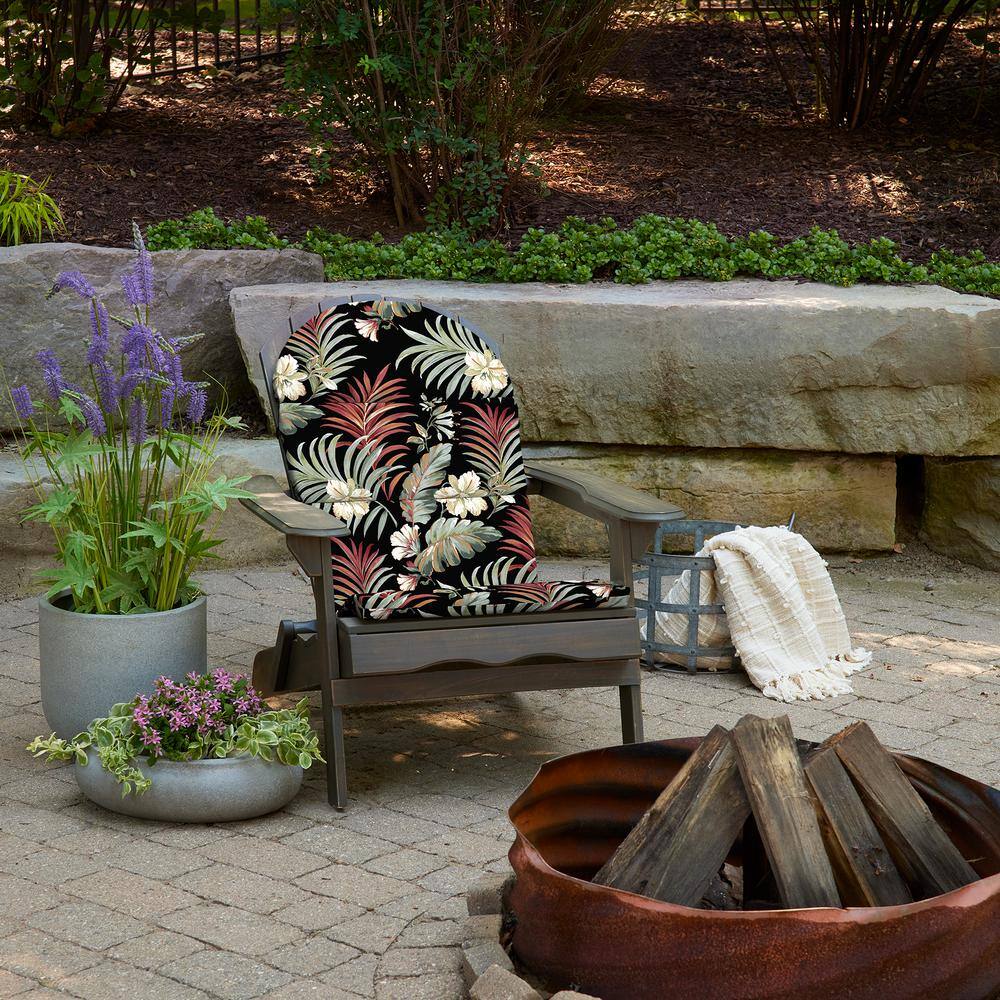 Simone Black Tropical Foam Adirondack Chair Cushions, Set of 2