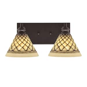 Albany 16.25 in. 2-Light Espresso Vanity Light with Chocolate Icing Glass Shades